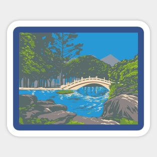 Arch Bridge Guanghua Pool National Chiang Kai-shek Memorial Hall Taiwan WPA Art Deco Poster Sticker